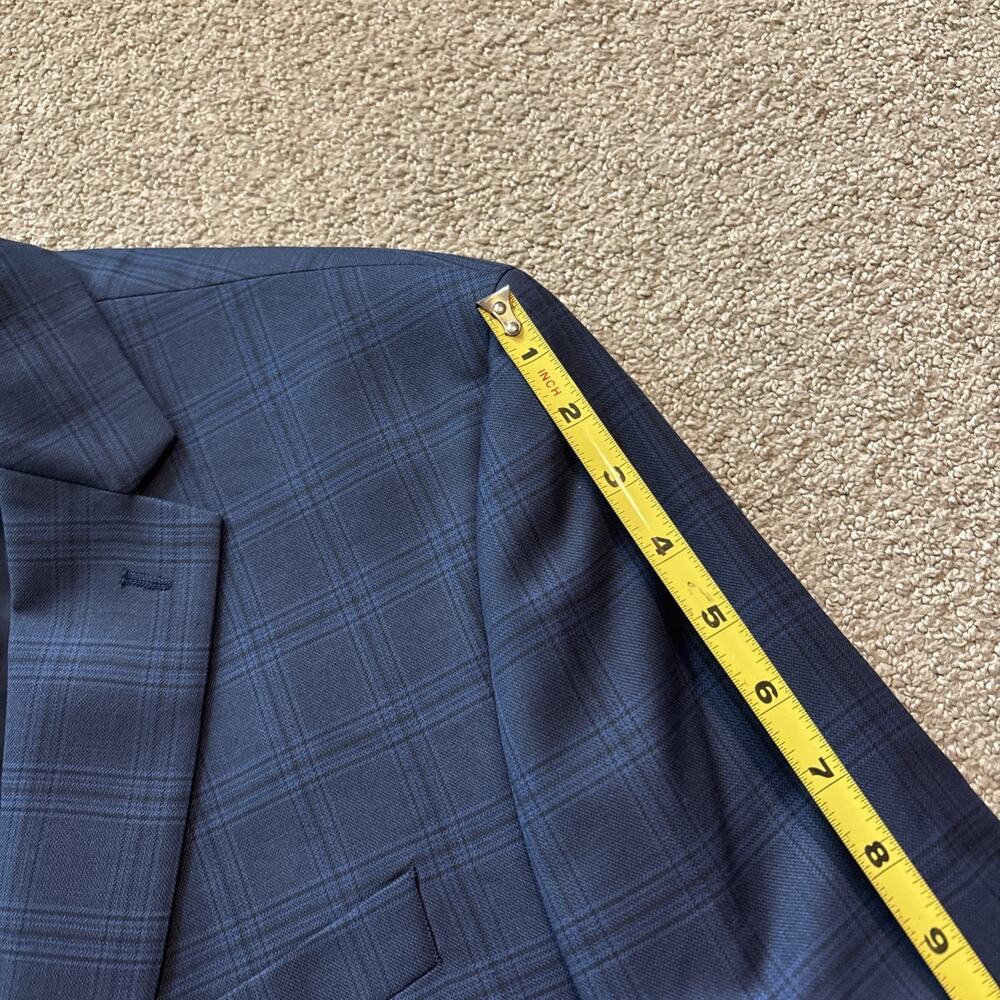 Lauren Ralph Lauren Men's Blue Check 2-Button Notch Blazer 44R Poly Blend - Picture 10 of 11